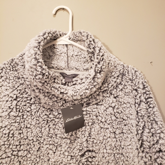 NWT Eddie Bauer Womens Turtleneck Fireside Funnel Plush Pullover Shirt Gray XL - Picture 5 of 8